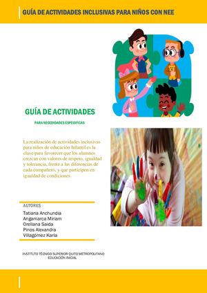 Guía De Actividades Inclusivas Para Niños Con Nee