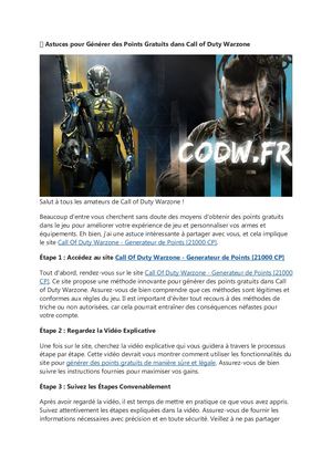 Astuces Pour Générer Des Points Gratuits Dans Call Of Duty Warzone