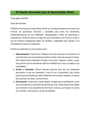 El Diseño Universal Para El Aprendizaje Dua