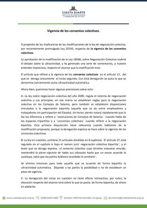 Vigencia De Los Convenios Colectivos