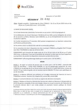 Décisions 23 302 à 23 307 Du 16 08 2023