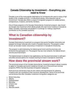 Calaméo - Canada Citizenship by Investment – Everything you need to Know