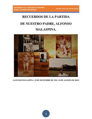 Recuerdos De La Partida De Nuestro Padre,alfonso Malaspina Edgardo R Malaspina G