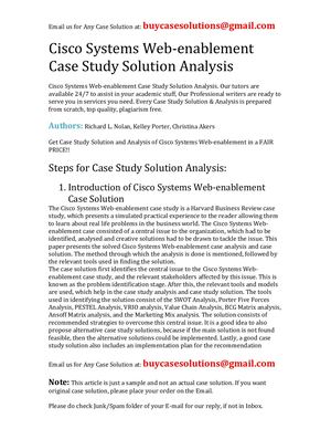 Cisco Systems Web Enablement Case Study Solution Analysis