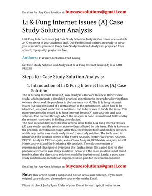 Li & Fung Internet Issues (A) Case Study Solution Analysis