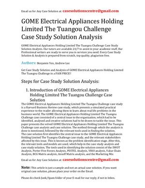 GOME Electrical Appliances Holding Limited The Tuangou Challenge Case Study Solution Analysis