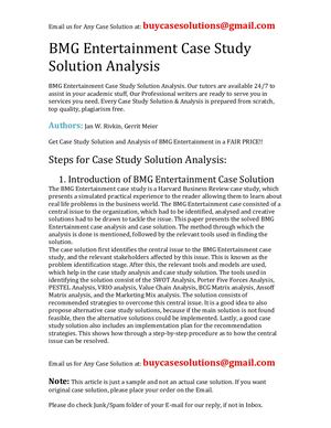 BMG Entertainment Case Study Solution Analysis