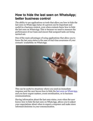 How To Hide The Last Seen On Whats App; Better Business Control