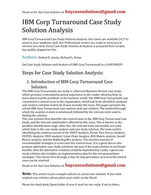 IBM Corp Turnaround Case Study Solution Analysis