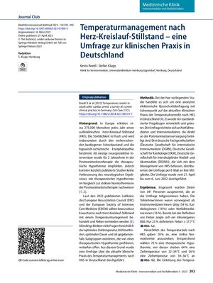 11 Temperaturmanagement Nach Herz Kreislauf Stillstand – Eine Umfrage Zur Klinischen Praxis In Deutschland