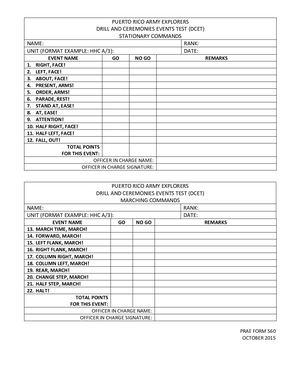 Prae Form 560 Drill And Ceremonies Test