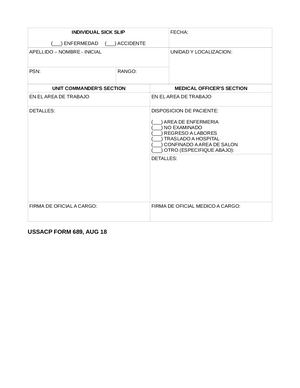 Prae Form 689 Individual Sick Slip