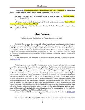 Cuvântul lui Dumnezeu despre Slava Domnului