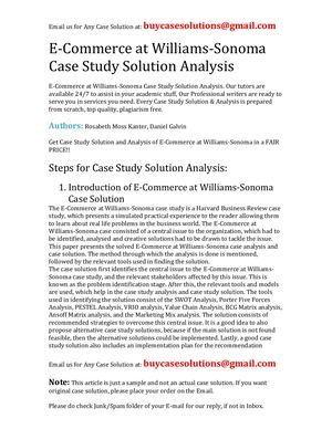 E Commerce At Williams Sonoma Case Study Solution Analysis
