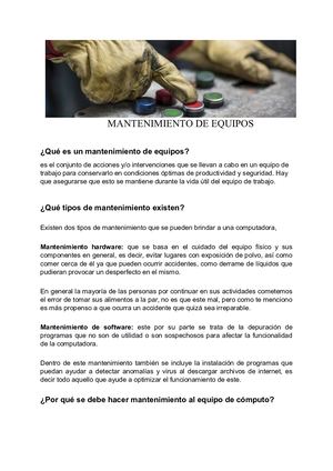 Mantenimiento De Equipos