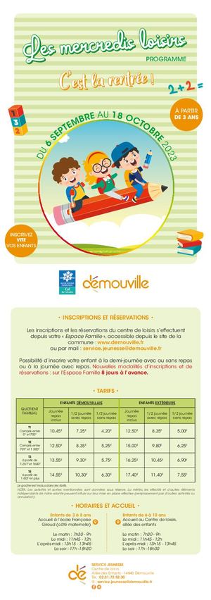 Programme des Mercredis Loisirs sept-oct 2023