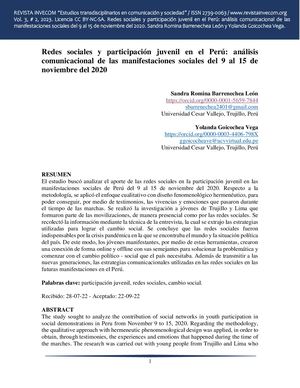 Redes sociales y participación juvenil en el Perú: análisis  comunicacional de las manifestaciones sociales del 9 al 15 de  noviembre del 2020