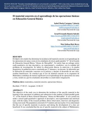 El material concreto en el aprendizaje de las operaciones básicas en Educación General Básica