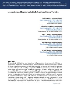 Aprendizaje del Inglés e Inclusión Laboral en el Sector Turístico