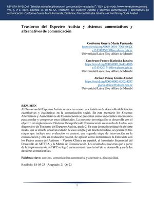 Trastorno del Espectro Autista y sistemas aumentativos y alternativos de comunicación