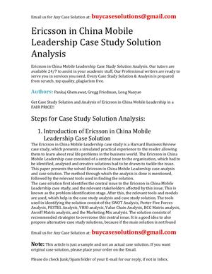Calaméo - Ericsson In China Mobile Leadership Case Study Solution Analysis