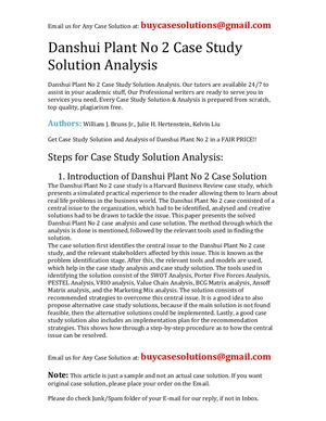 Danshui Plant No 2 Case Study Solution Analysis