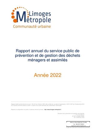 Rapport annuel 2022 du service public de prévention et de gestion des déchets ménagers et assimilés