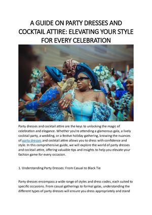 A Guide On Party Dresses And Cocktail Attire