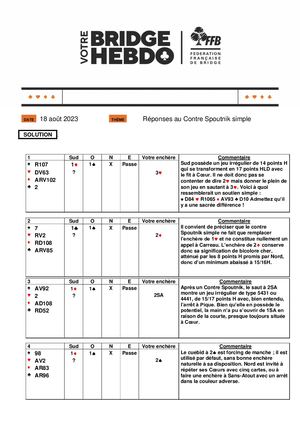 77 Solution Votre Bridge Hebdo Avancé 18 08 2023