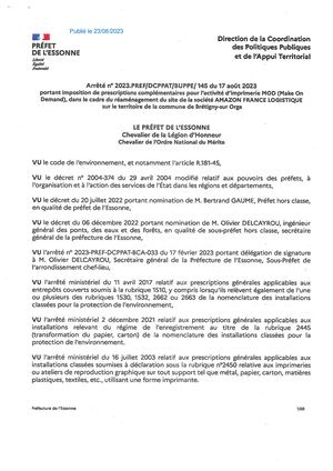 Arrété 2023 Pref Dcppat Buppe 145 Amazon France Logistique