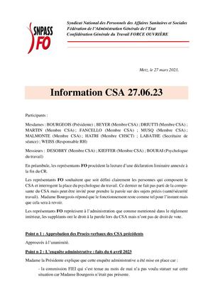 Compte rendu CSA INJS de Metz 27 06 23