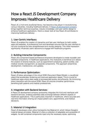 How A React Js Development Company Improves Healthcare Delivery