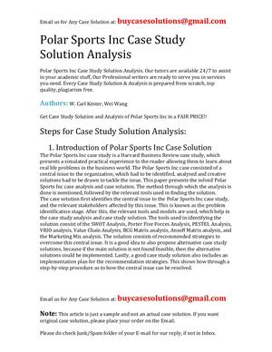Polar Sports Inc Case Study Solution Analysis