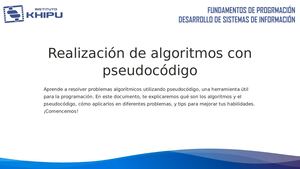 Realizacion De Algoritmos Con Pseudocodigo