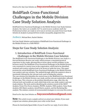 BoldFlash Cross Functional Challenges In The Mobile Division Case Study Solution Analysis