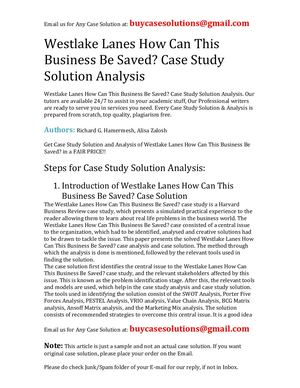 Westlake Lanes How Can This Business Be Saved? Case Study Solution Analysis