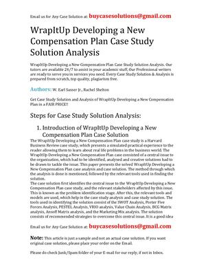 WrapItUp Developing A New Compensation Plan Case Study Solution Analysis