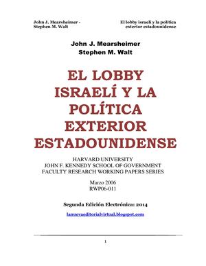 El lobby israelí y la política exterior de Estados Unidos