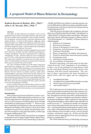 Aproposed Model For Illness Behavior In Dermatology