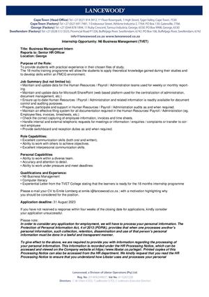 Lancewood: Internship Business Management