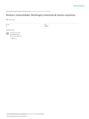 Botánica, Generalidades Morfología Y Anatomía De Plantas Supriores