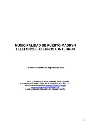 Listado De Telefonos Mpales Actualizado Enero 2022