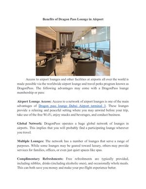 Benefits Of Dragon Pass Lounge In Airport