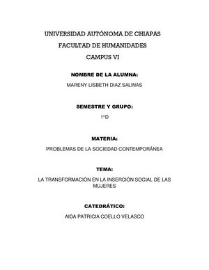 La Transformación De La Inserción Social De Las Mujeres