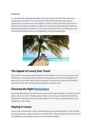 How To Luxury Solo Travel While Still Meeting People Google Docs