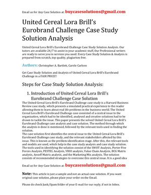 United Cereal Lora Brill's Eurobrand Challenge Case Study Solution Analysis