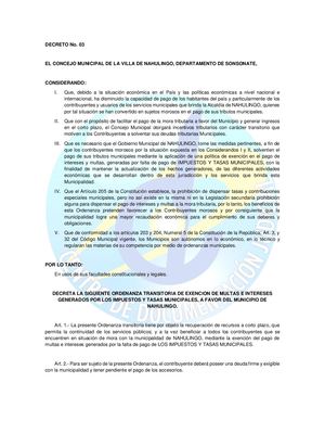 Tasas Municipales Transitorias Nuahuilingo