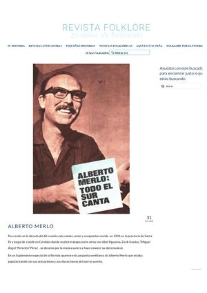 RUBEN ALBERTO BENEGAS: Alberto Merlo – Revista Folklore