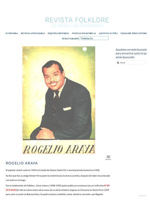 RUBEN ALBERTO BENEGAS: Rogelio Araya – Revista Folklore