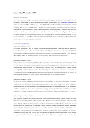Pseudouridine Modification In Rna